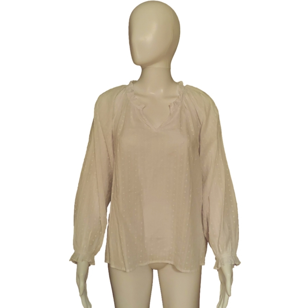 J.Crew Novelty Artist Swiss Dot Peasant Top In White